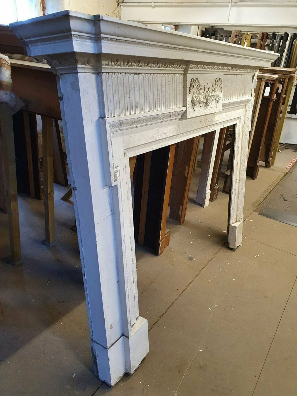 Unrestored Large Scottish Original Wooden Fireplace Mantel photo for sale