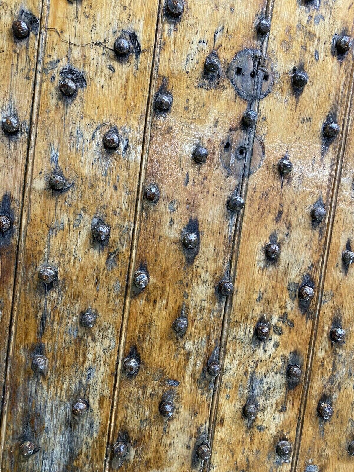 18th Century Front Door Old Period Wood Antique Reclaimed Hand Made Nails Bolts photo vintage