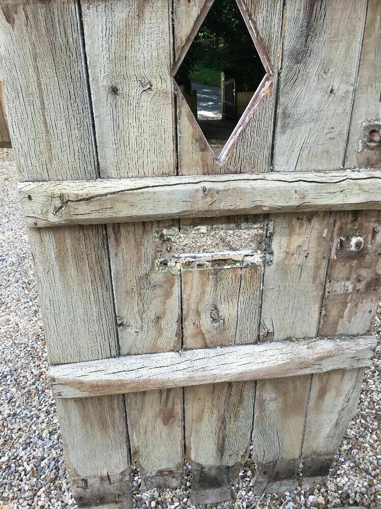 Solid Oak Front Door Period Wood Reclaimed Rustic Antique 1600s Old Wood Iron photo vintage
