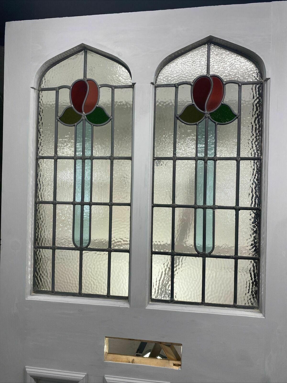 Large Victorian Stained Glass Front Door Antique Period Reclaimed Old Lead Wood photo vinterior