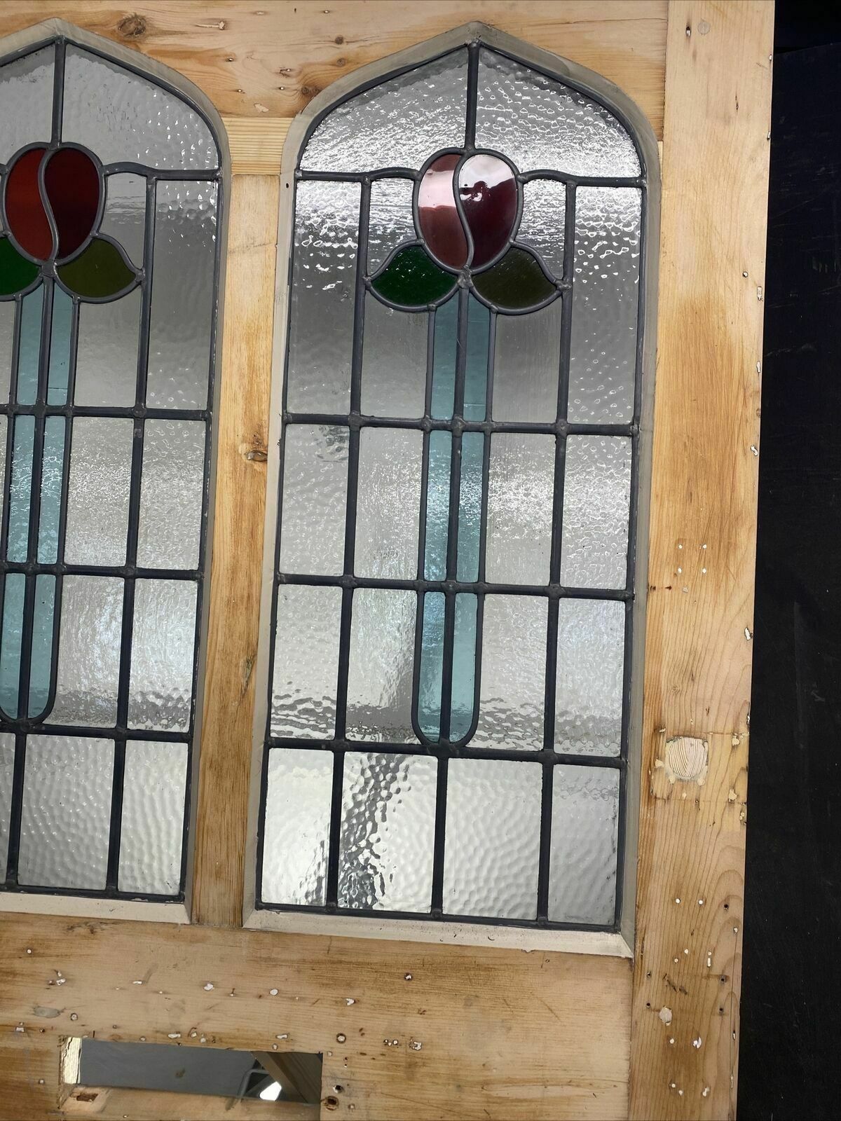 Home Fixtures Large Victorian Stained Glass Front Door Antique Period Reclaimed Old Lead Wood photo