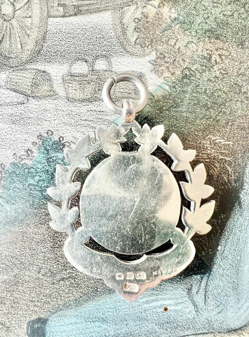 Large Sterling Silver Pendant Adorned With A Wreath Of Foliage Framing A Medallion   Hallmarks Birmingham 1896 photo Home Decor