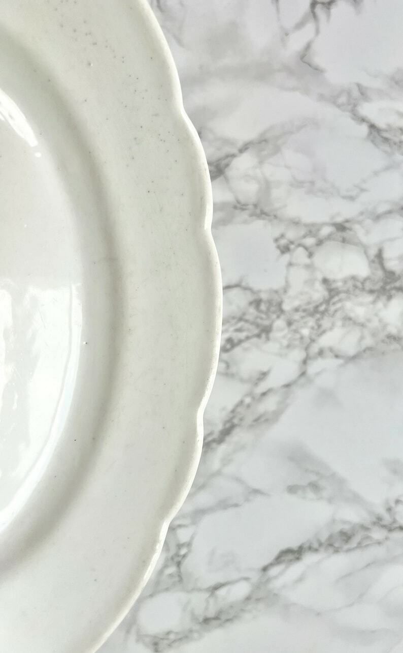 Large Antique French Large Pickle Dish In Thick White Porcelain, Lobed Edges   19th Century photo Home Decor