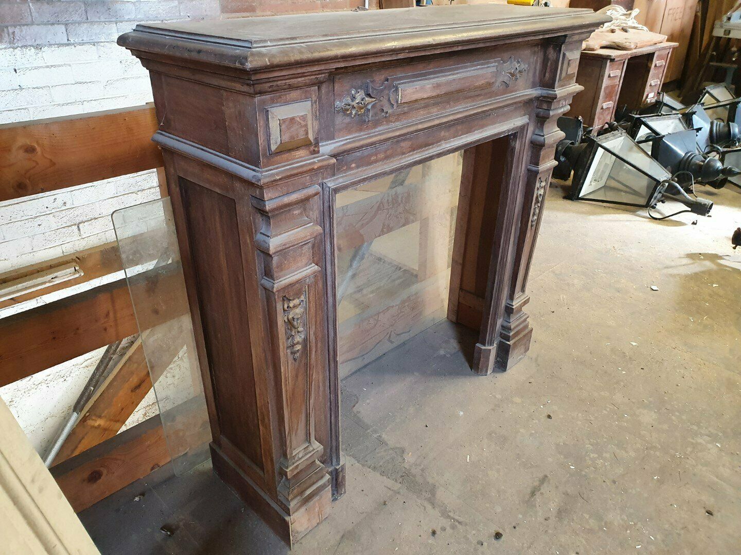 Unrestored Louis 16th Style Fireplace Wood Mantel photo furniture