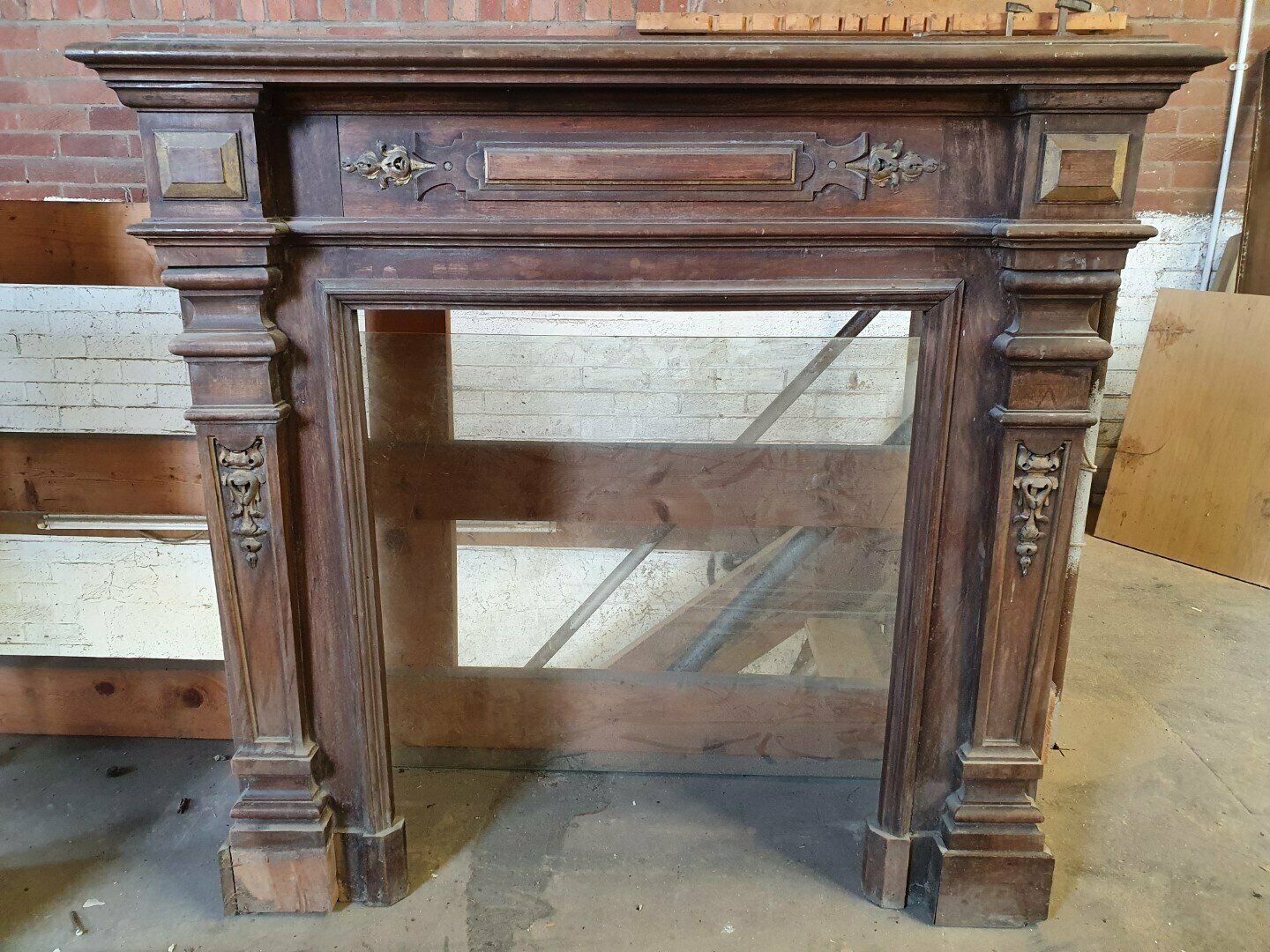 Unrestored Louis 16th Style Fireplace Wood Mantel photo for sale