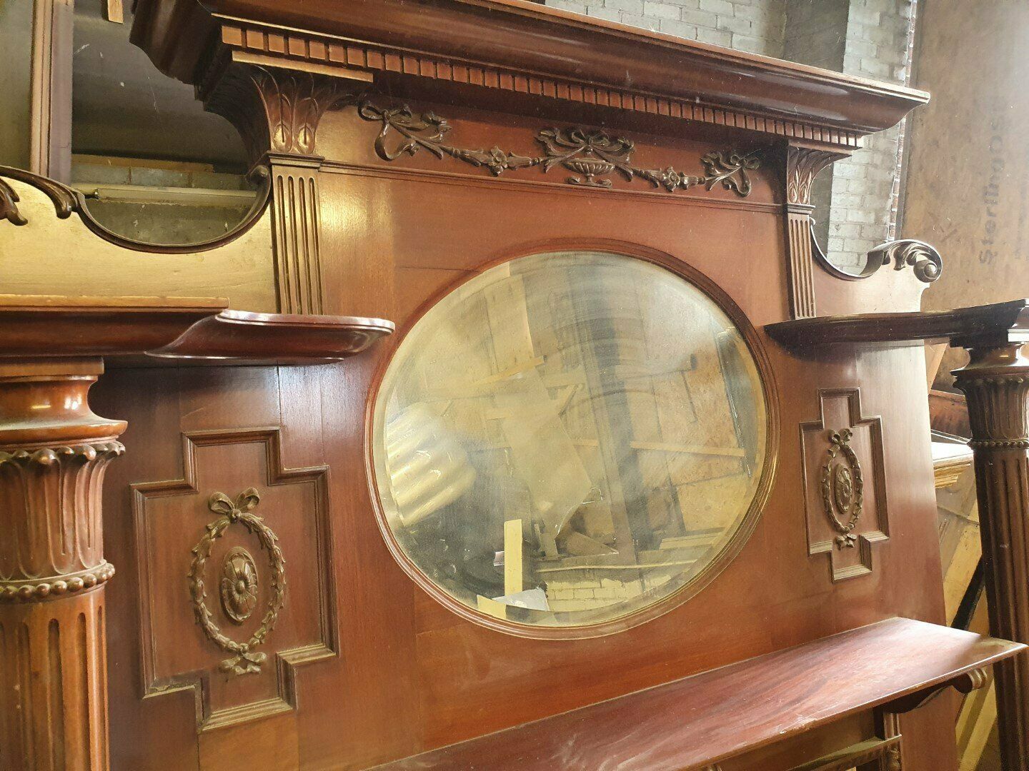 Unrestored Tall Fireplace Edwardian Wood Mantel photo furniture