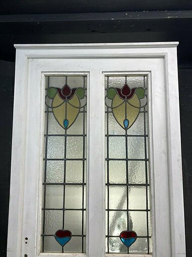 Large Victorian Stained Glass Front Door  Frame Antique Period Reclaimed Old photo furniture