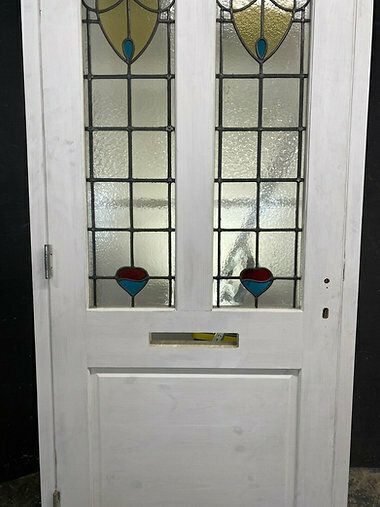 Large Victorian Stained Glass Front Door  Frame Antique Period Reclaimed Old photo vinterior