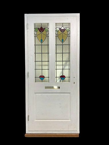 Large Victorian Stained Glass Front Door  Frame Antique Period Reclaimed Old photo buy