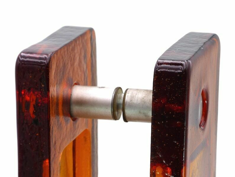 Pair Of Double Orange Store Glass Handles 1970 photo vinterior