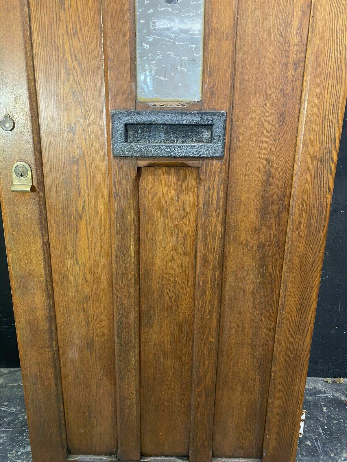 Solid Oak Front Door Arts Crafts Old Period Antique Glass Reclaimed Wood Iron photo vinterior