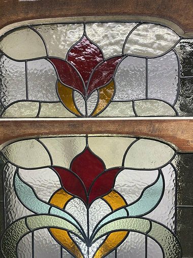 3363.0 Large Edwardian Solid Oak Front Door Stained Glass Period Reclaimed Old Antique photo