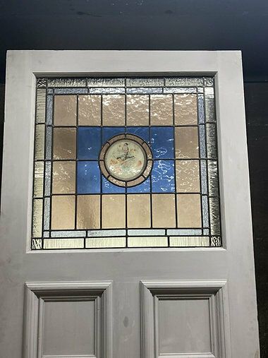 Large Victorian Stained Glass Front Door Old Reclaimed Antique Glass Period Lead photo furniture