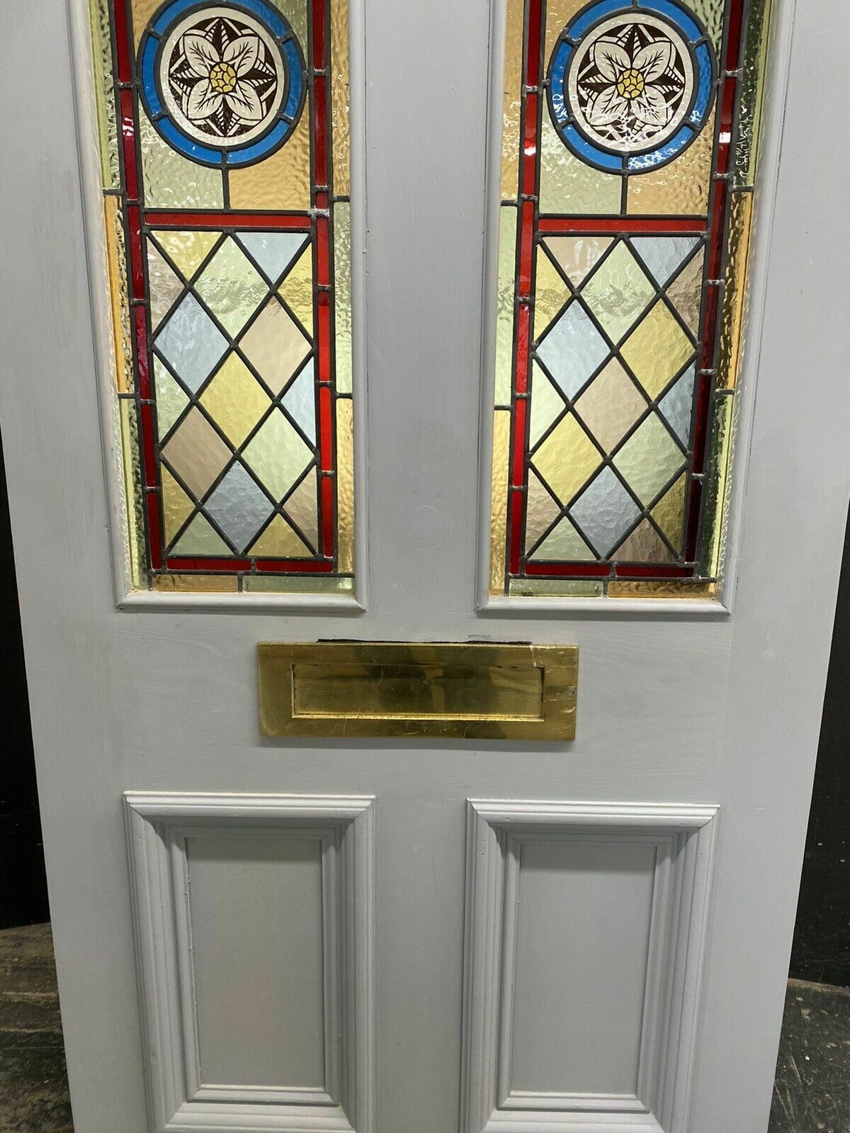 Large Victorian Stained Glass Front Door Old Reclaimed Antique Glass Period Lead photo Home Fixtures
