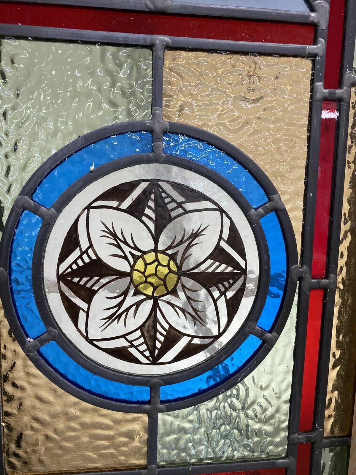 3127.0 Large Victorian Stained Glass Front Door Old Reclaimed Antique Glass Period Lead photo
