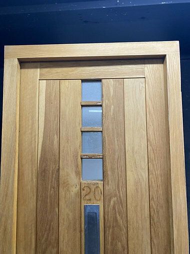 Brute Heavy Solid Oak Front Door Frame Reclaimed Bespoke Hardwood Glazed Keys photo furniture