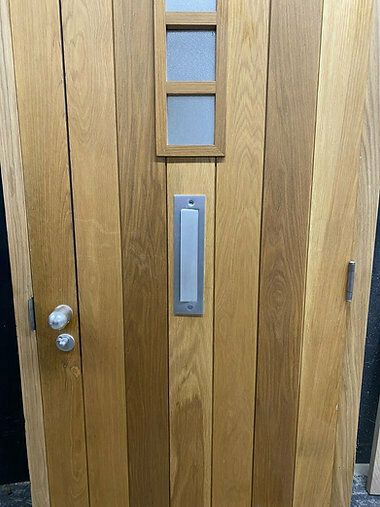 Brute Heavy Solid Oak Front Door Frame Reclaimed Bespoke Hardwood Glazed Keys photo vintage
