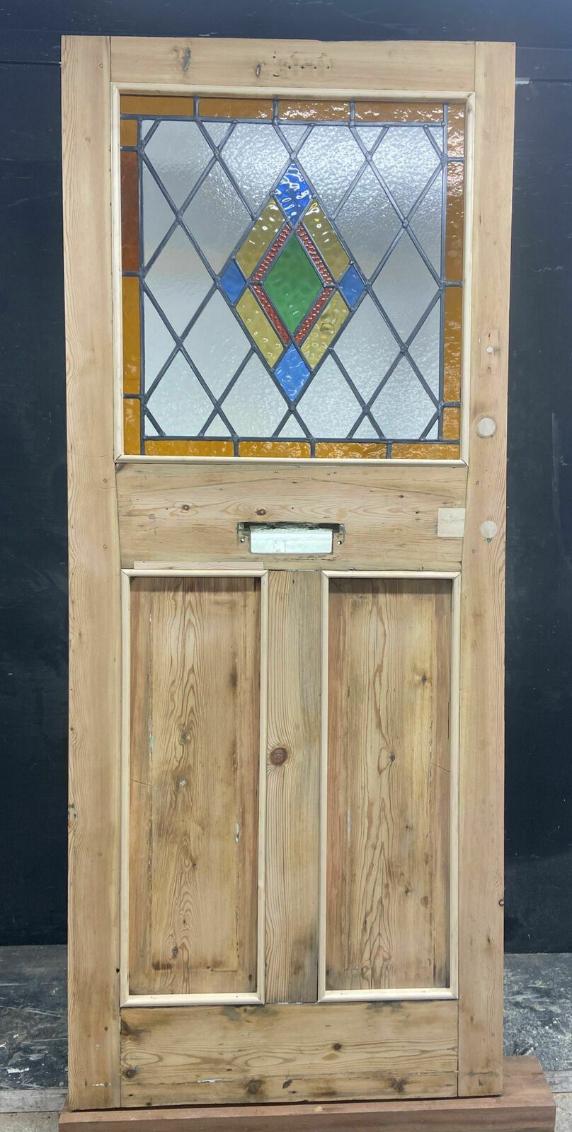 Art Deco Stained Glass Front Door Period Old Reclaimed Antique Pine Wood Leaded photo buy