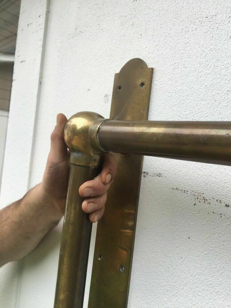 Xl Solid Brass Art Nouveau Victorian Door Handle Pull Push Manor Vestibule Old photo vintage