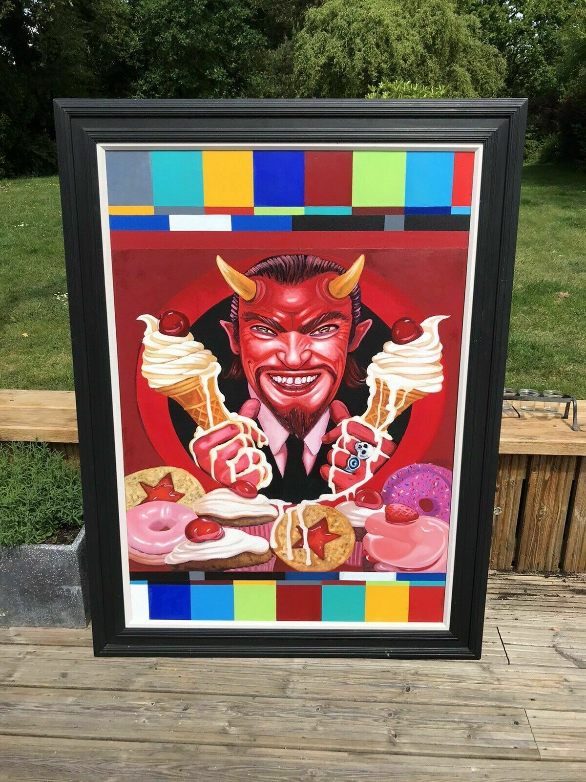 Large Original Michael Forbes Oil On Canvas ‘Go On Fatty Have Another 2115 Pop