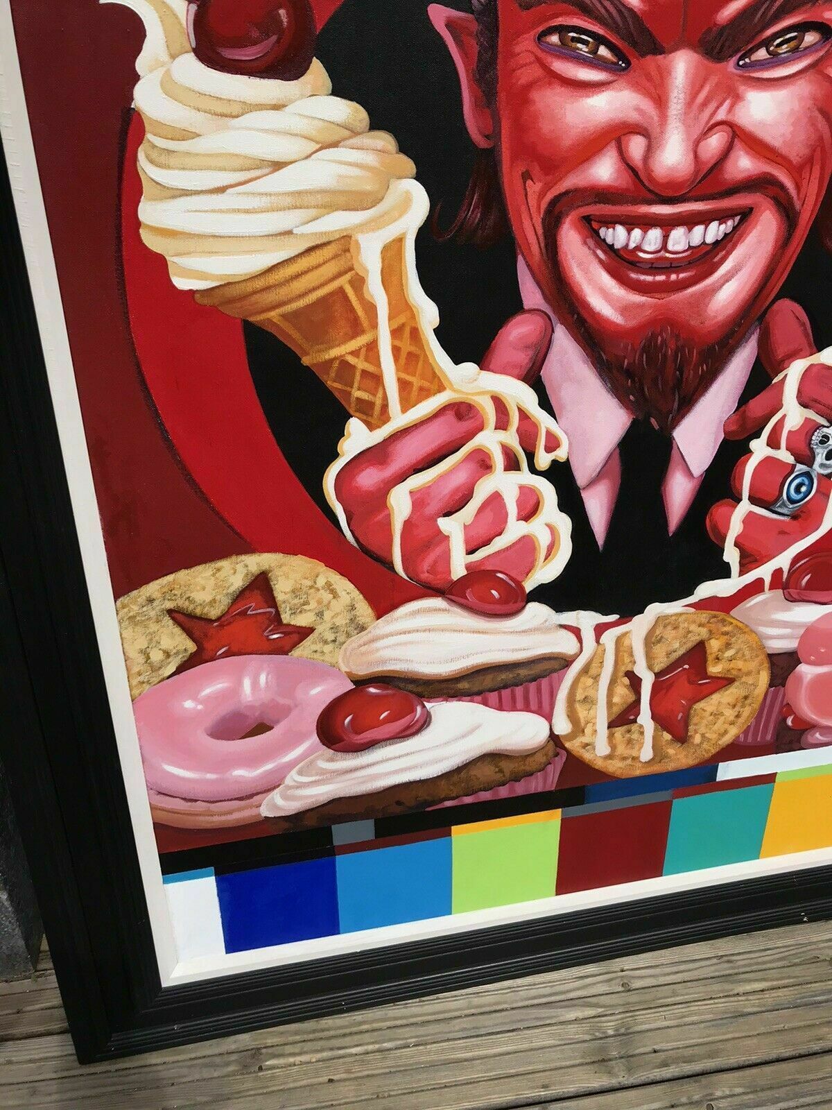 Large Original Michael Forbes Oil On Canvas ‘Go On Fatty Have Another 2115 Pop photo vinterior