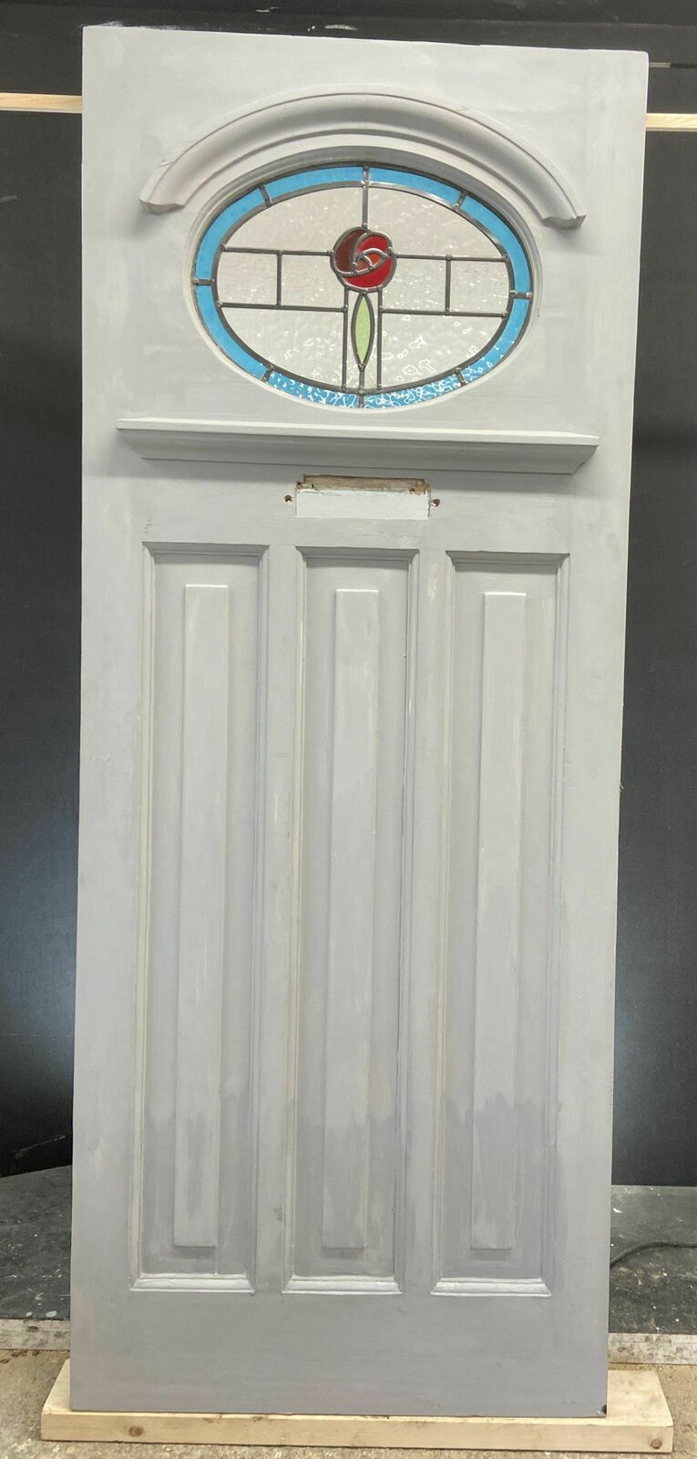 Art Deco Stained Glass Front Door Period Old Reclaimed Antique Pine Wood Leaded photo furniture