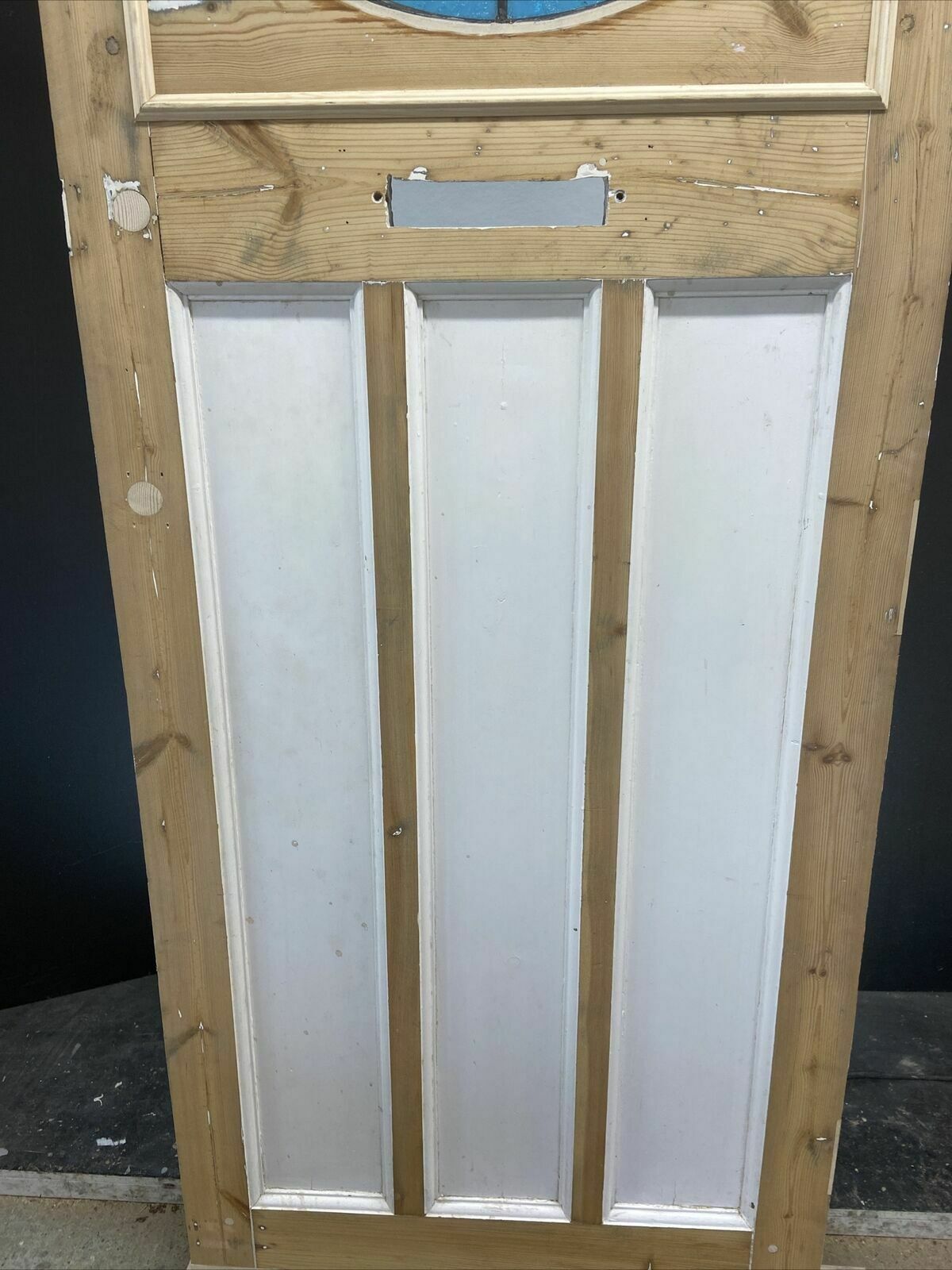 photo for sale Art Deco Stained Glass Front Door Period Old Reclaimed Antique Pine Wood Leaded