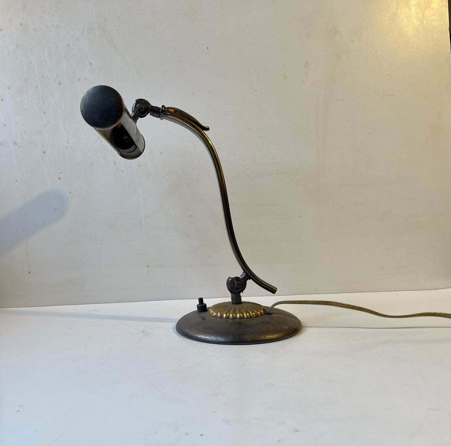Art Deco Piano Lamp In Brass Scandinavian 1930s photo vinterior