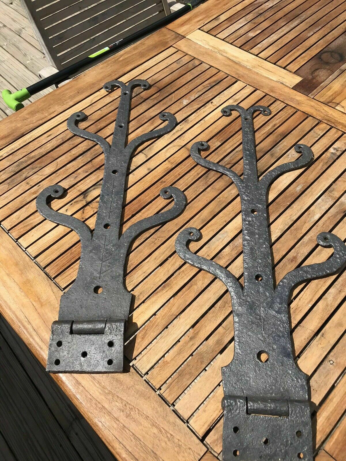 Rare Original 15th Century Medieval Door Hinges Gothic Forged Iron Period Antiqu