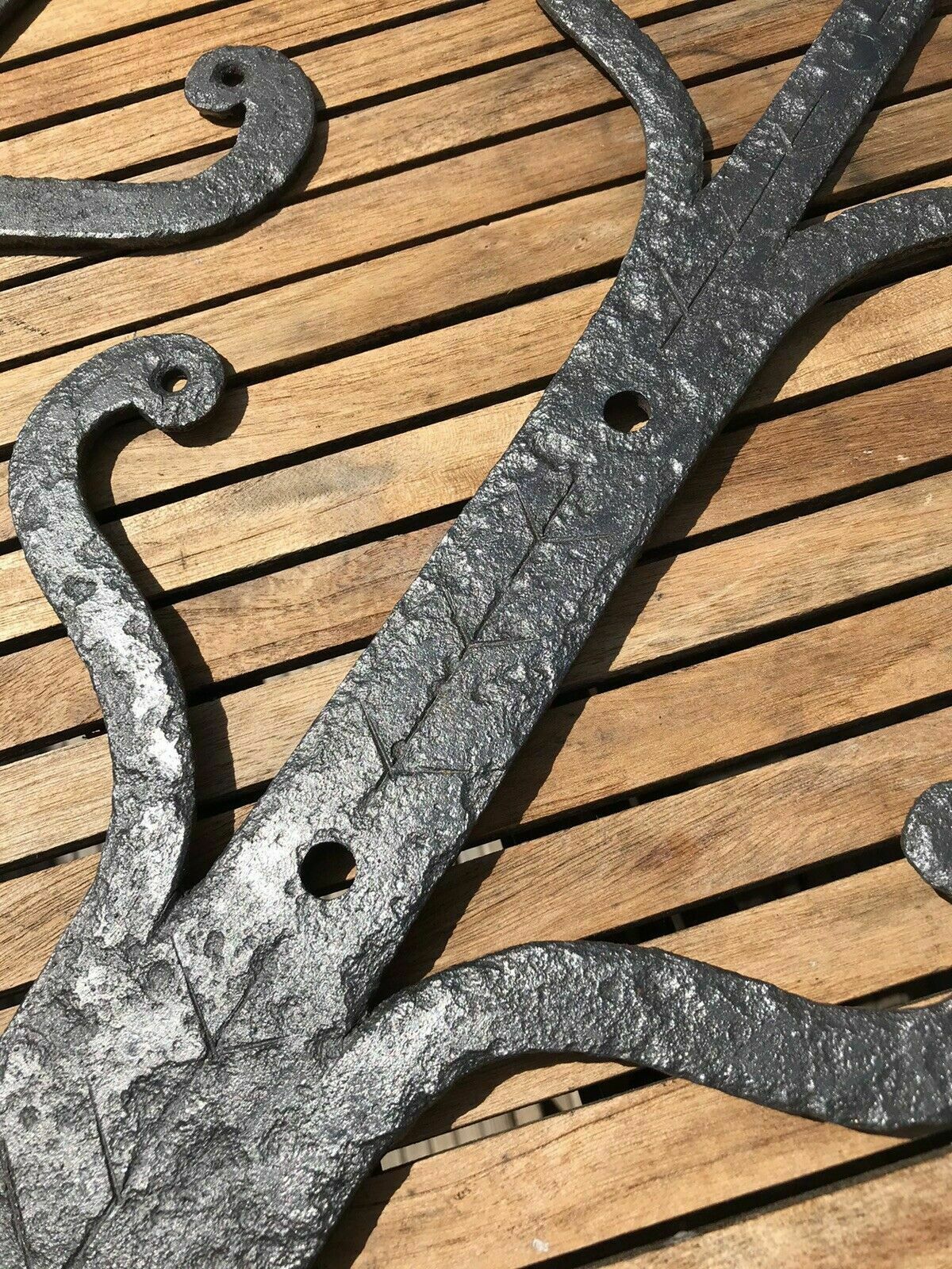 Rare Original 15th Century Medieval Door Hinges Gothic Forged Iron Period Antiqu photo furniture