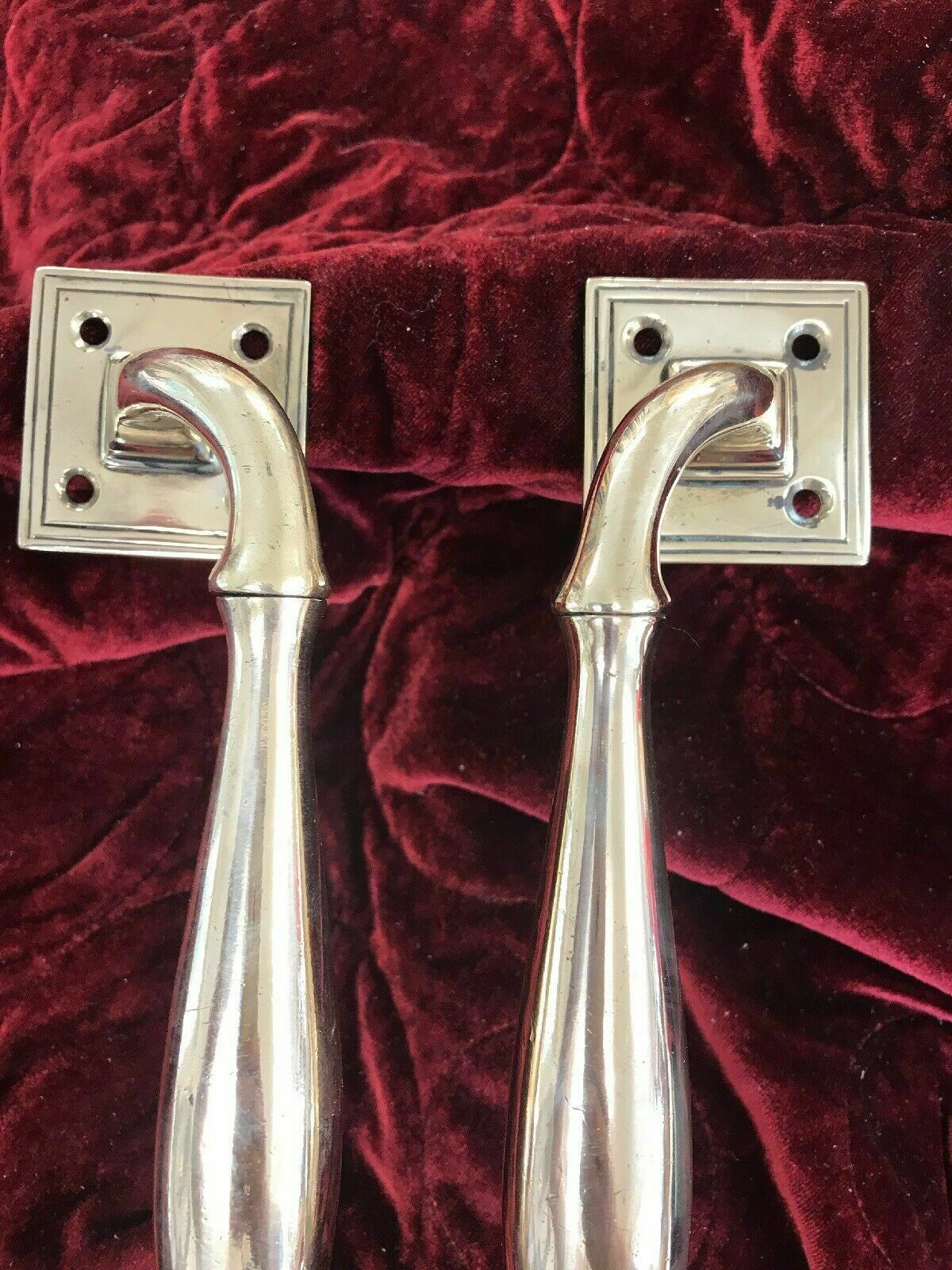 Large Bronze Door Handles Pull Push Period Antique Old Metal Art Reclaimed 1870 photo vinterior
