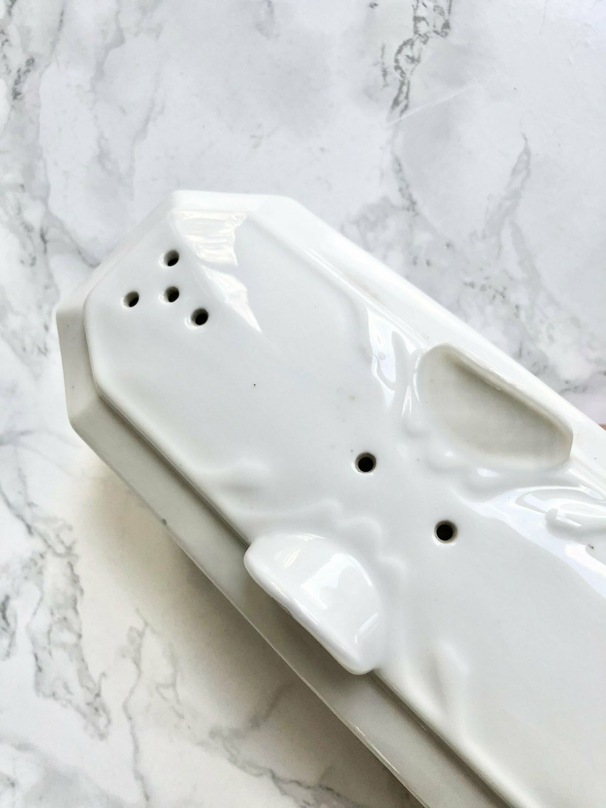 Very Nice Old French Comb Or Toothbrush Holder In White Ironstone photo furniture