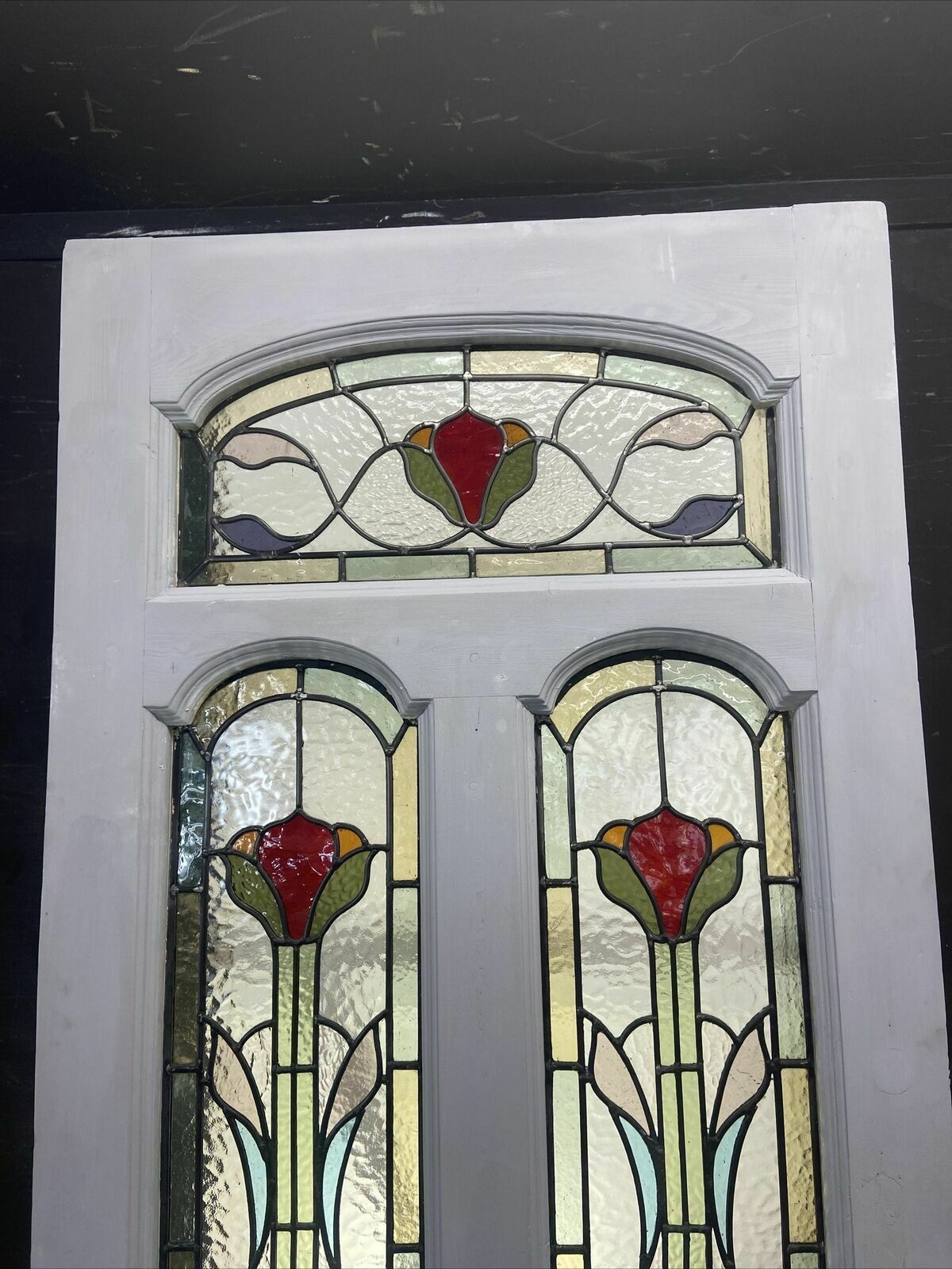 Edwardian Front Door Period Stained Glass Old Reclaimed Antique Lead Wood Pine photo furniture