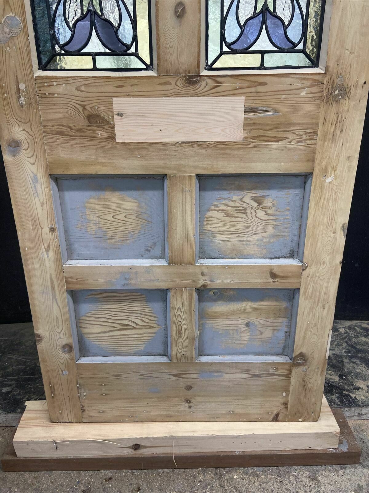 Home Fixtures Edwardian Front Door Period Stained Glass Old Reclaimed Antique Lead Wood Pine photo