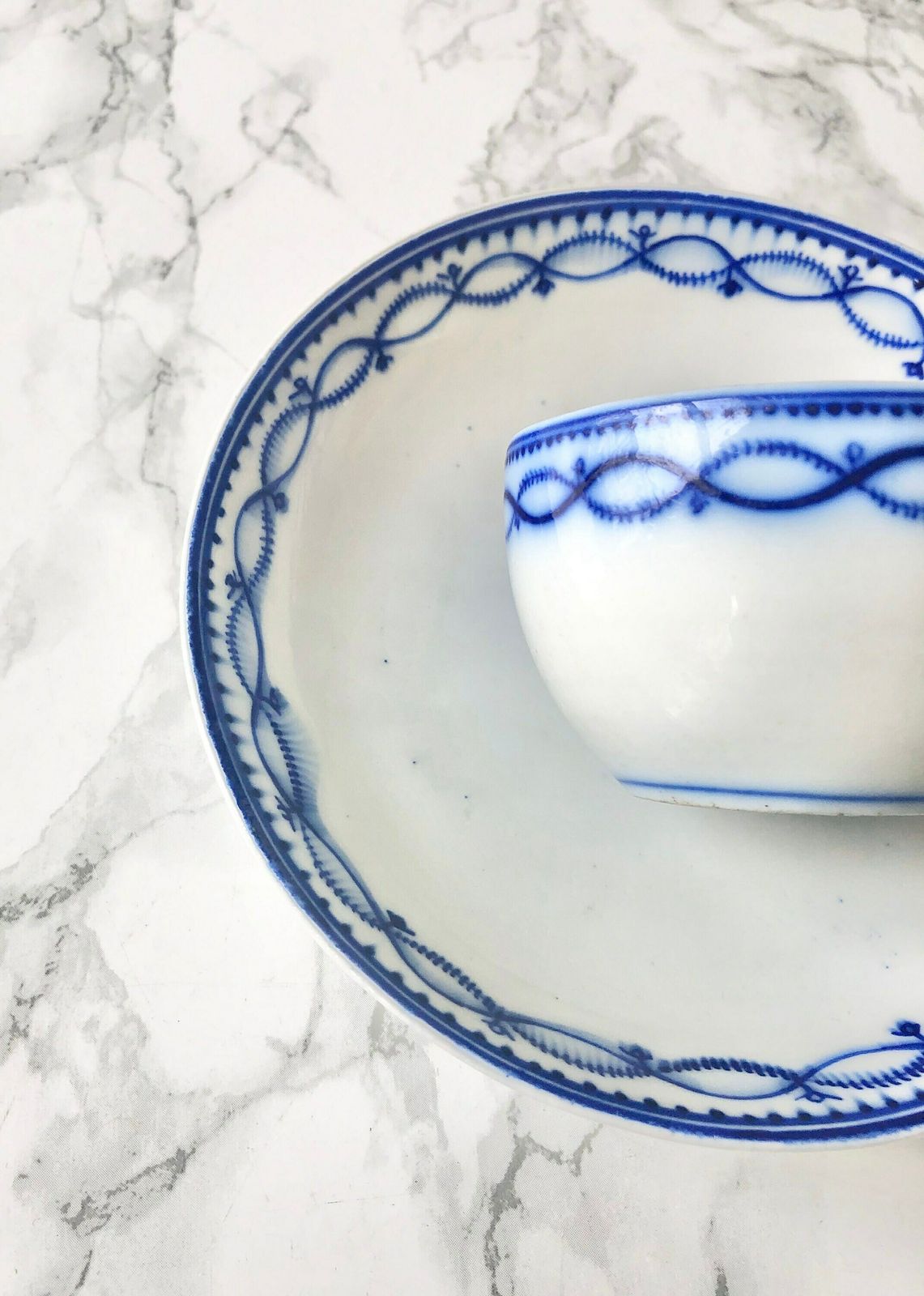 French Manufacture Of Tournai, 18th Century Period   Rare White And Blue Porcelain Cup And Saucer photo furniture