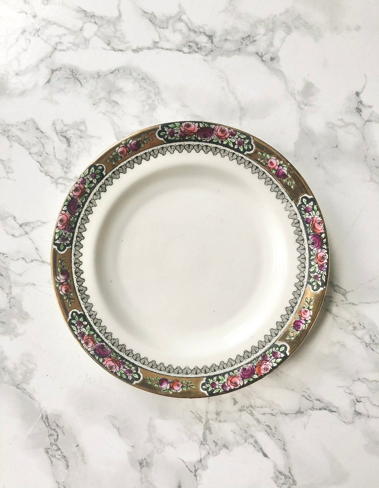 Set Of 6 Small Antique Bone China Plates Decorated With Hand Painted Flowers And Gilding photo 60.0