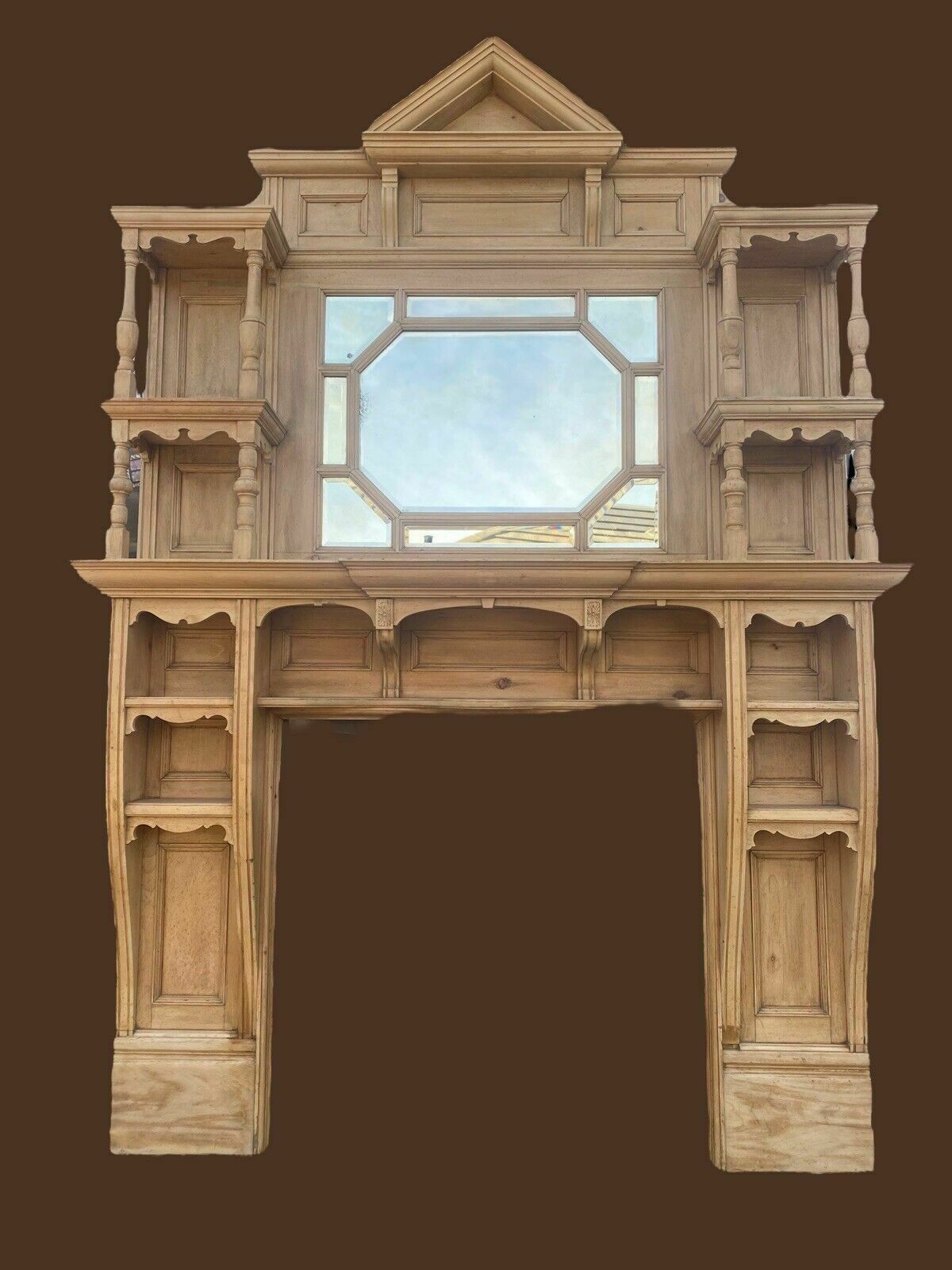V Large Victorian Pine Antique Fire Surround Overmantel Fireplace Reclaimed Wood