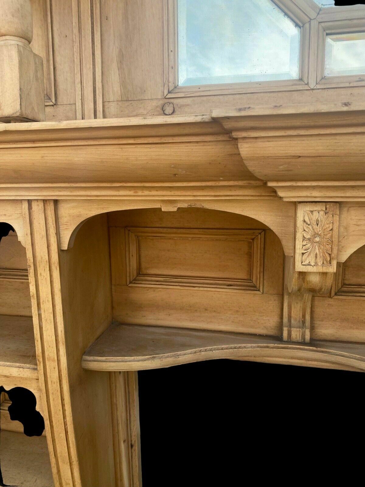 V Large Victorian Pine Antique Fire Surround Overmantel Fireplace Reclaimed Wood photo 5841.0