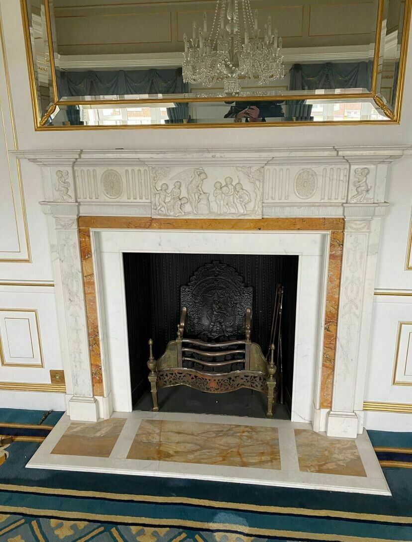 photo for sale Carved Marble Antique Fire Surround Overmantel Fireplace Reclaimed Royal Prov