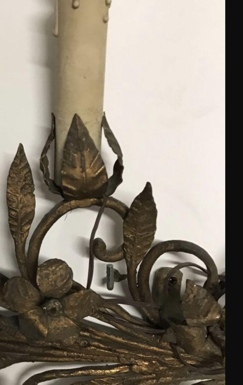 Large Antique Gold Gilded Iron Sconces Set Of 2 photo for sale
