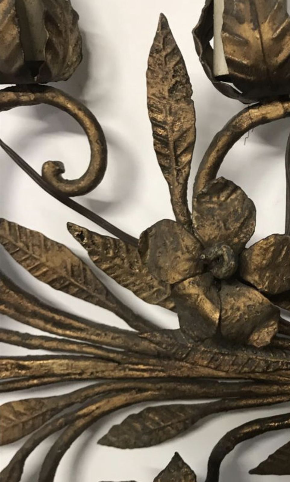 Large Antique Gold Gilded Iron Sconces Set Of 2 photo vinterior