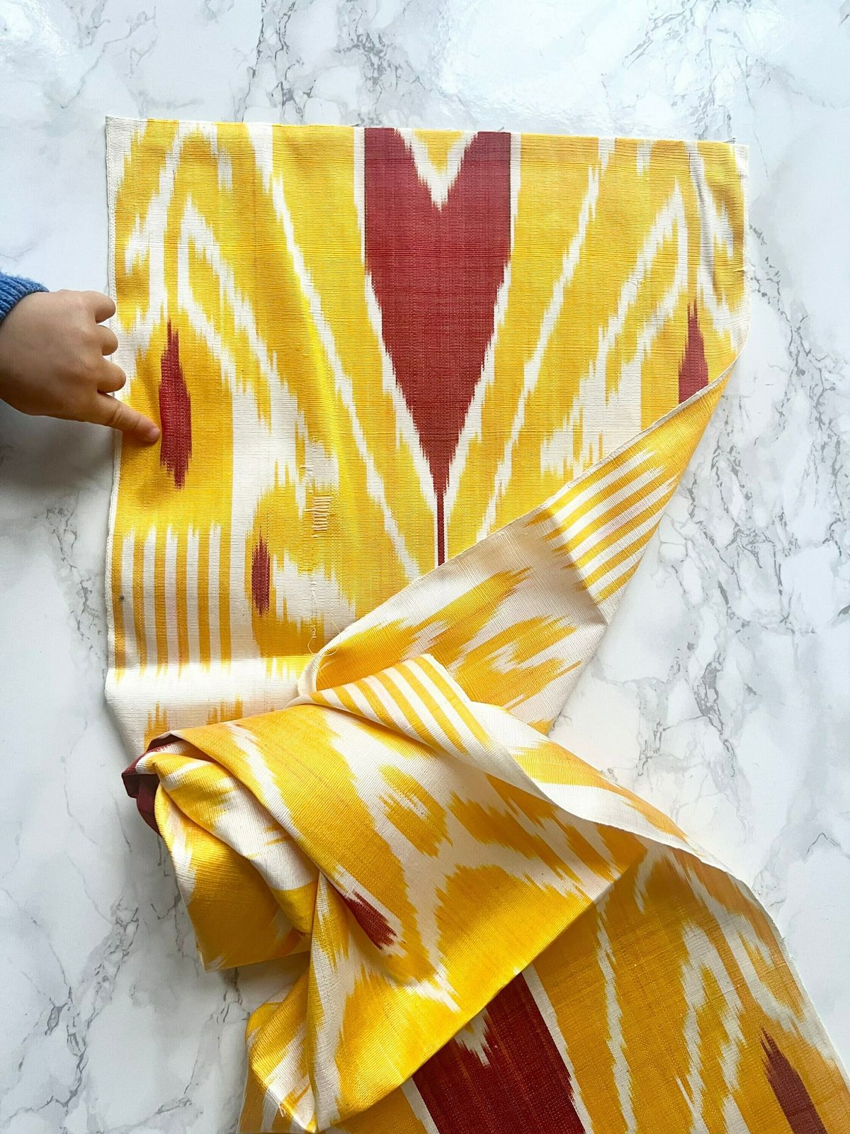 3 Handcrafted Ikat Pattern Silk Cushion Covers   Red, Yellow And White photo Textiles