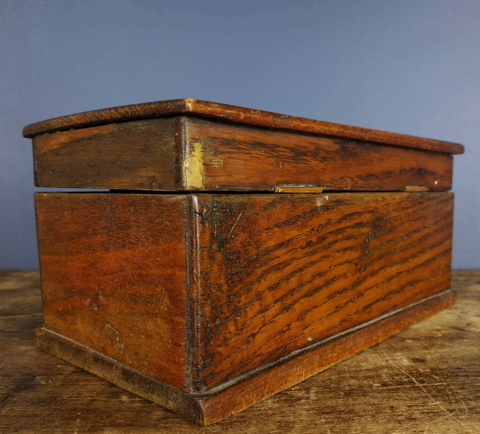 Antique French Hand Carved Folk Art Mahogany Wood Tobacco Leaf Box, Antique Wooden Container, Antique Cigar Box, Antique Cigarette Box photo furniture