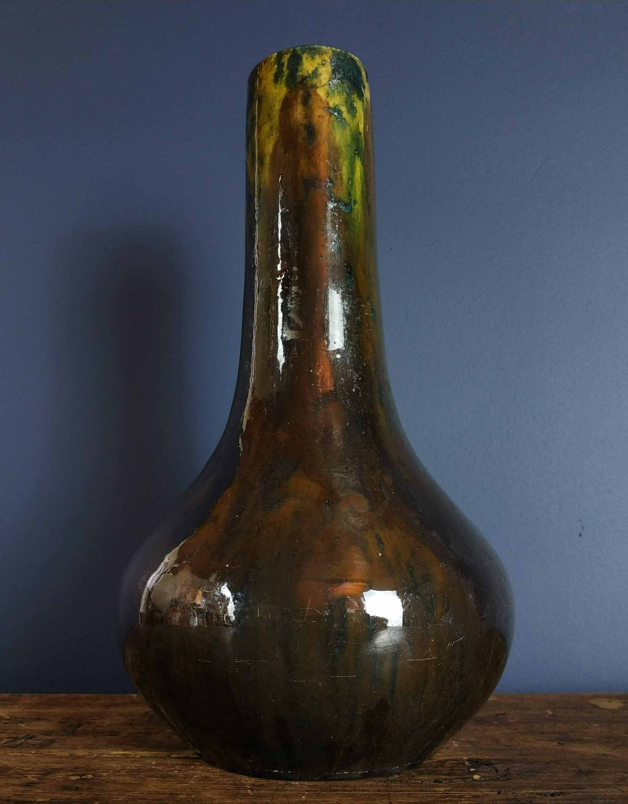 Antique French Vase, French Ceramic Stoneware Vase, Antique Art Pottery Vase, Large French Studio Pottery Vase, French Table Centerpiece photo furniture