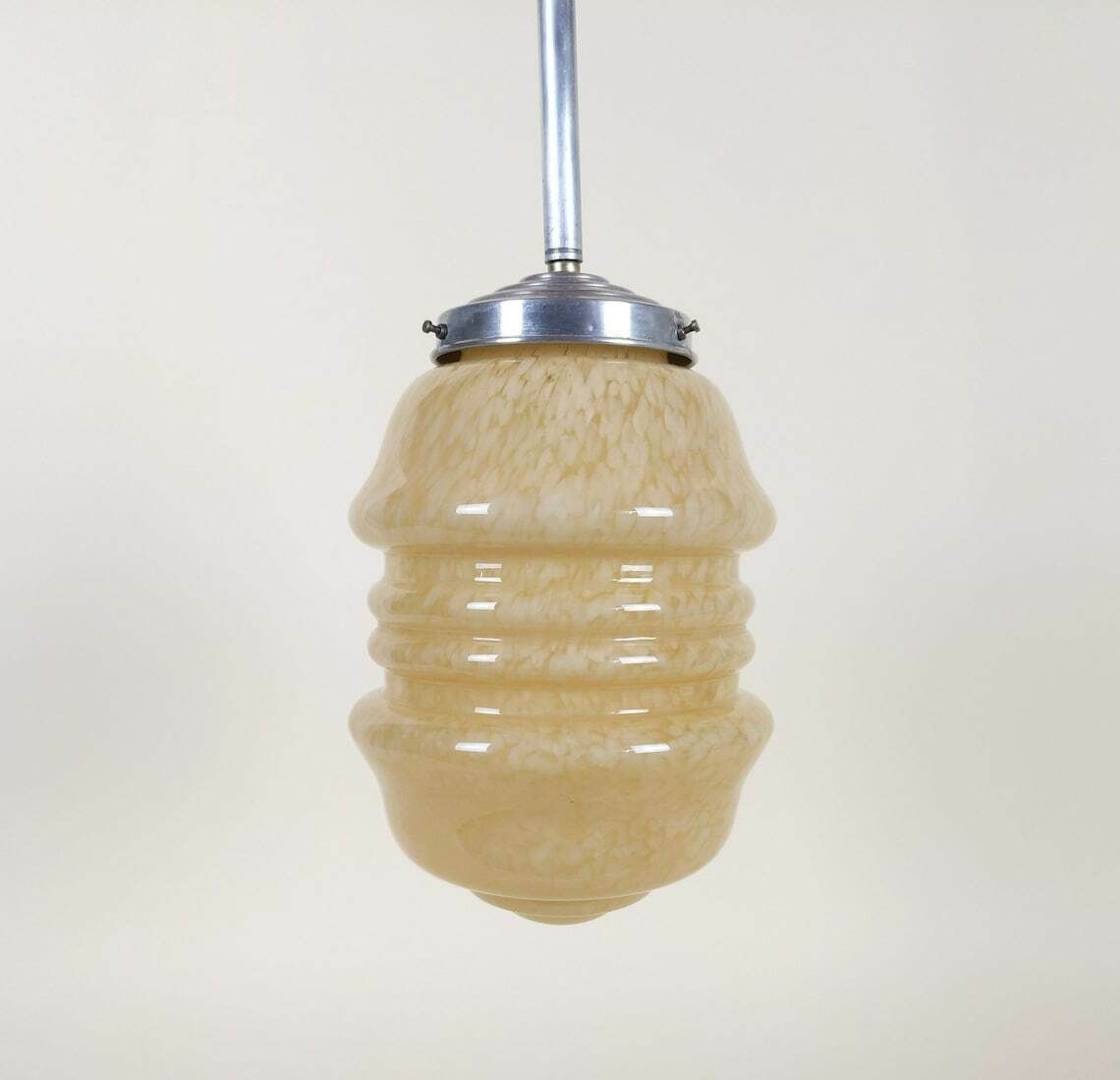 Vintage French Tiered Yellow Marbled Glass Pendant Light 1930s Electric Ceiling Light With Galley And Integrated Ceiling Rose photo furniture