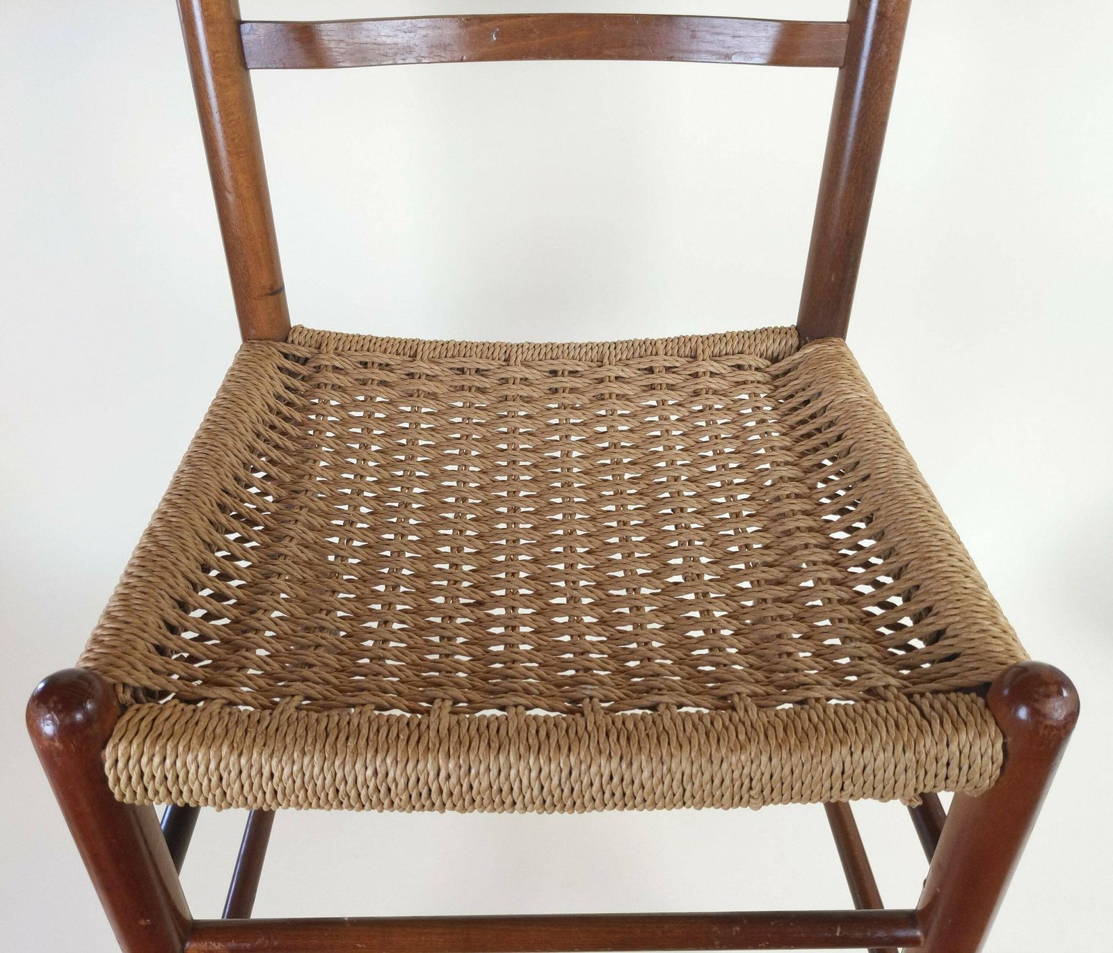 Mid Century Beech Wood Woven String Work Cord Dining Chair With Bentwod Back Rest In The Style Of Borge Mogensen photo 245.0