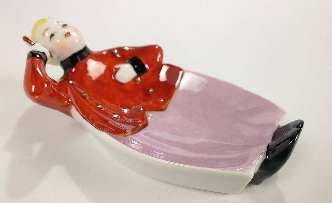 French Pierrot Coin Dish, French Pierrot Trinket Dish, French Ring Dish, Paris Bedroom Decor, Paris Hotel Decor, French Porcelain Dish photo furniture