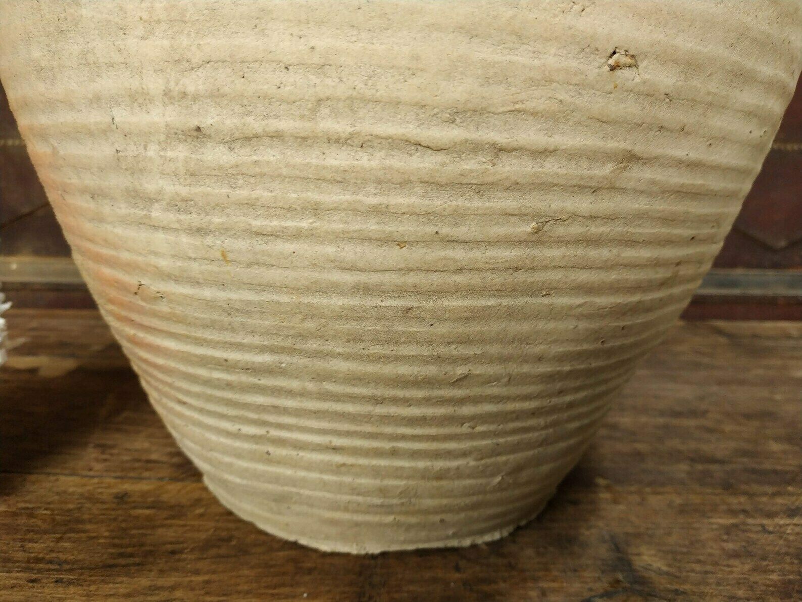 photo for sale Very Large French Antique Salt Glazed Stoneware Primitive Ceramic Earthenware Wine Vinegar Jar With Handles, Early 20th Century 1900's