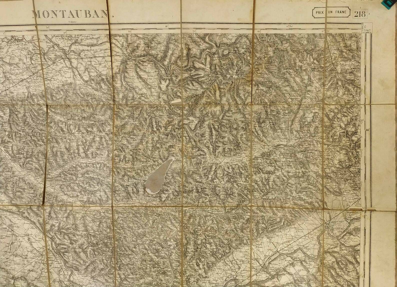 Antique French Map, 19th Century Military Map Of Montabaun And Countryside,Antique 1860s Lemercier Folding Map On Fabric,Map Collectors Gift photo Art