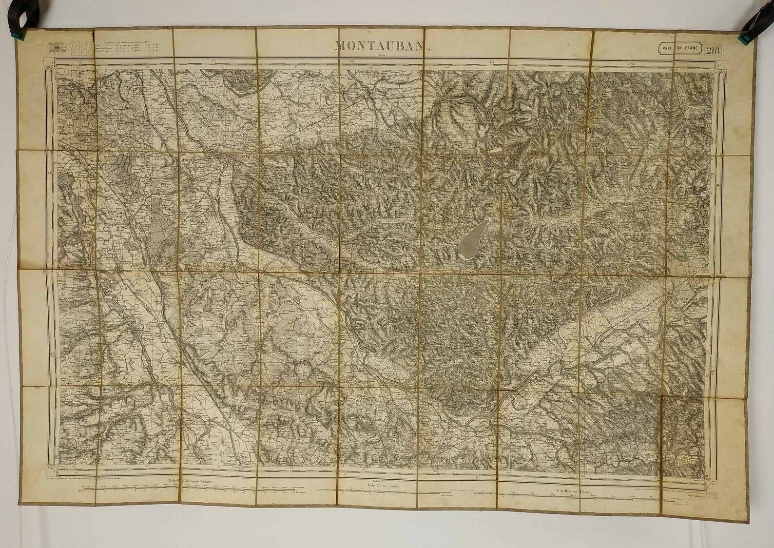 photo furniture Antique French Map, 19th Century Military Map Of Montabaun And Countryside,Antique 1860s Lemercier Folding Map On Fabric,Map Collectors Gift